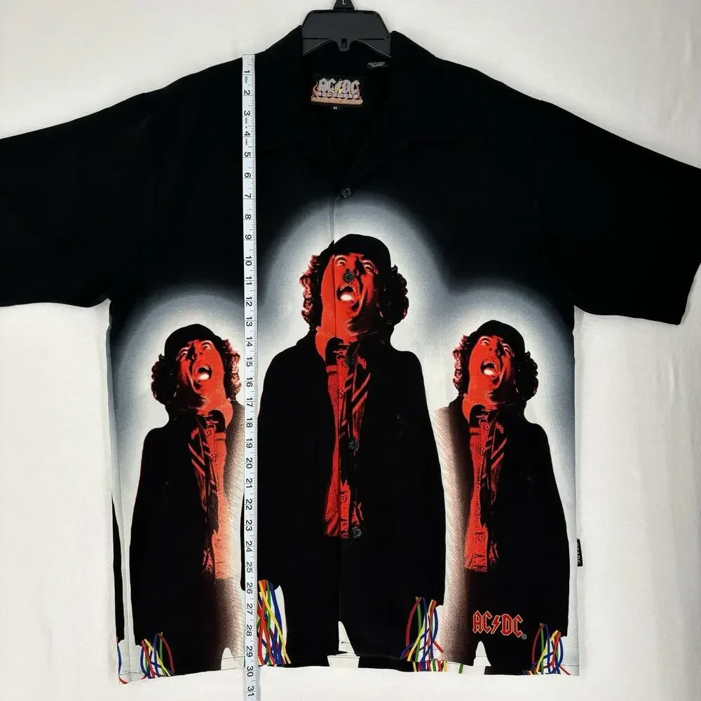 Vintage RARE AC/DC Shirt All Over Print Rockware Dragonfly Clothing Men's Medium